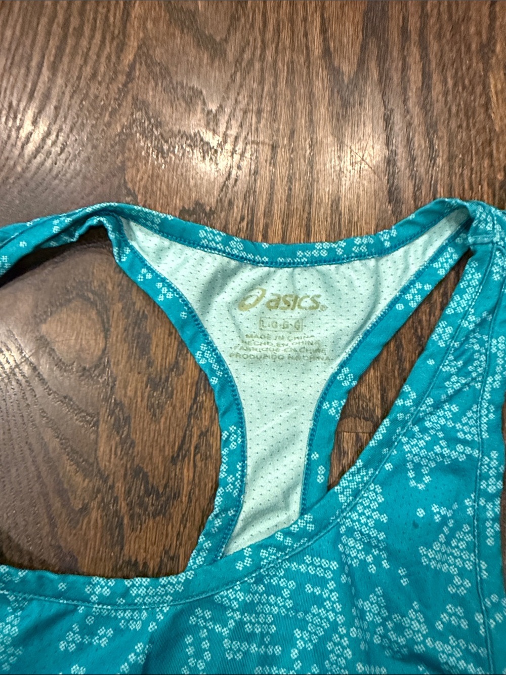 Asics Turquoise Patterned Racerback Tank Top - Picture 3 of 4